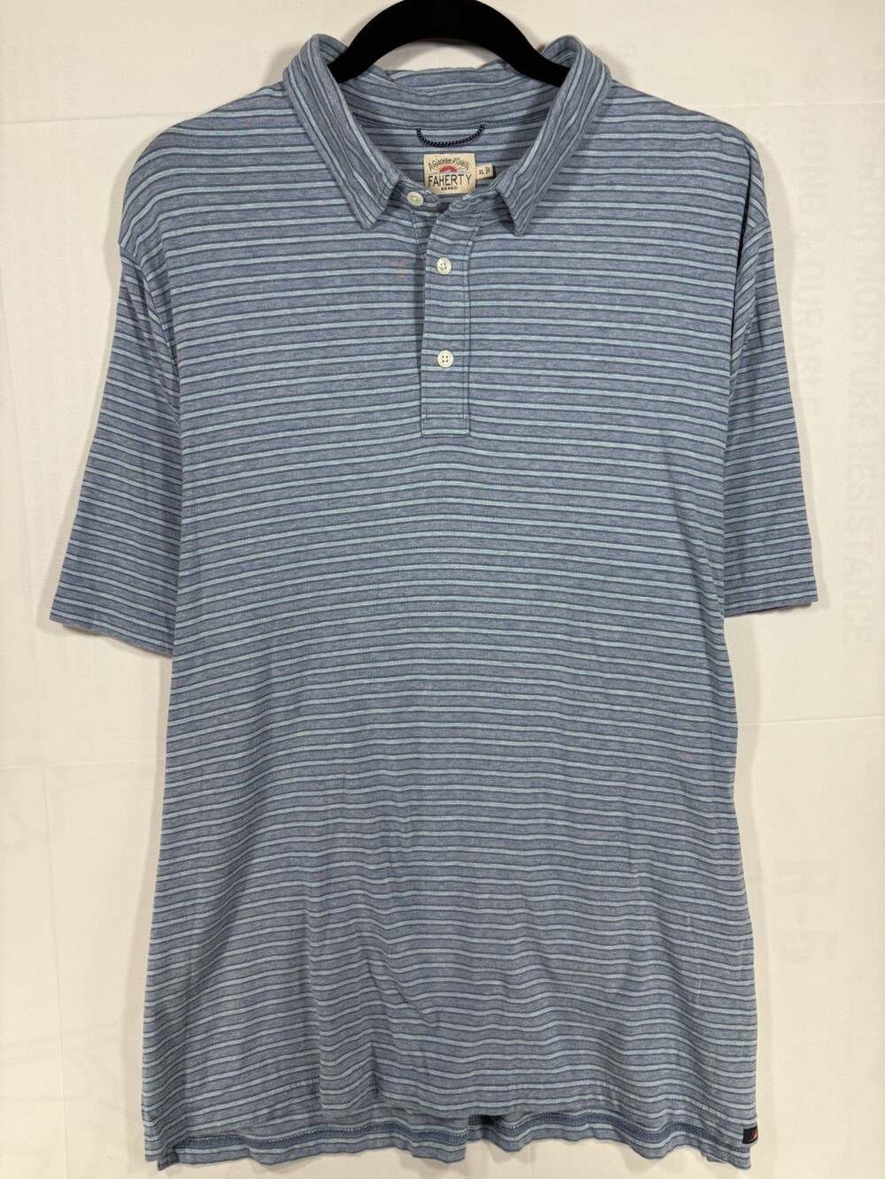 Faherty Pima Cotton Polo Shirt Blue Stripe Mens XL Soft Stretch Performance